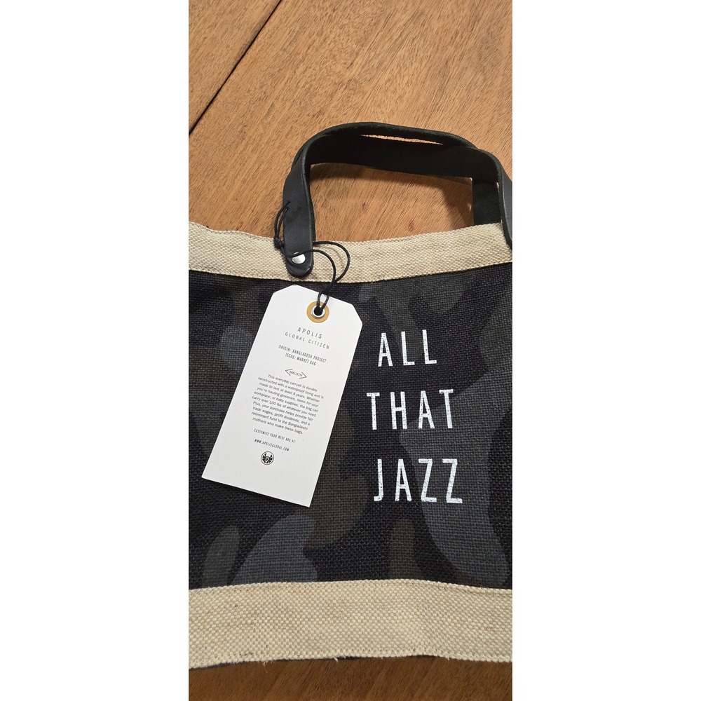 APOLIS woven natural handbag gray camo black woven natural all that jazz M NWT - Picture 5 of 12